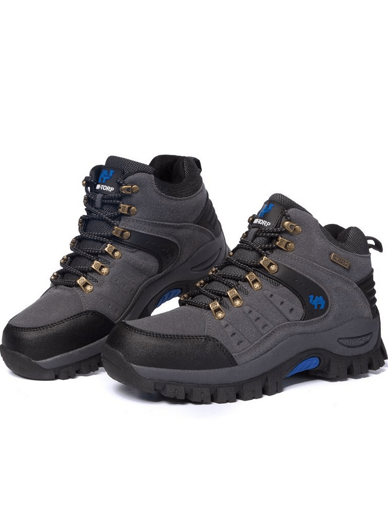 Fashionable trekking waterproof boots SF0814 with round toe, PU upper, and rugged rubber outsole. Perfect for hiking adventures.